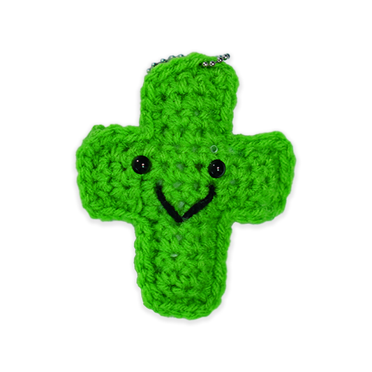 Green Handmade Cross Keychain