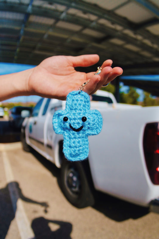 Blue Handmade Cross Keychain