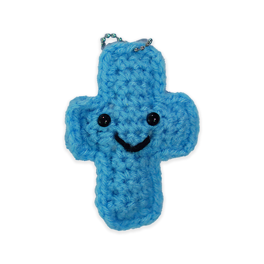 Blue Handmade Cross Keychain
