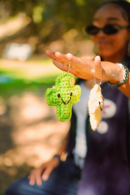 Green Handmade Cross Keychain