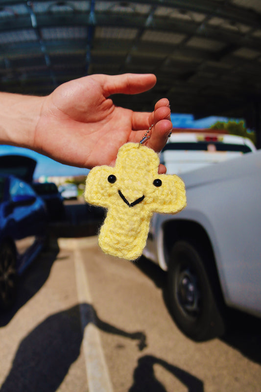 Yellow Handmade Cross Keychain