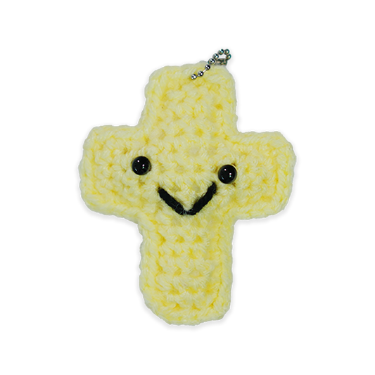 Yellow Handmade Cross Keychain